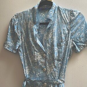 Polo Ralph Lauren BabyBlue Floral Midi Dress Belt